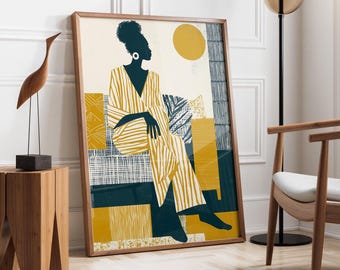 Abstract Woman | Modern Figurative Print | Minimalist Contemporary Art | Rustic Sun Artwork | Warm Color | Minimalist Figurative Artwork