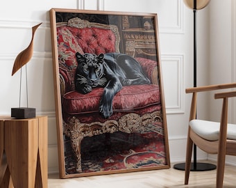 Black Panther Wall Art | Luxury Animal Portrait | Regal Panther Print | Panther Poster | Elegant Jungle Decor | Modern Luxury Panther Decor
