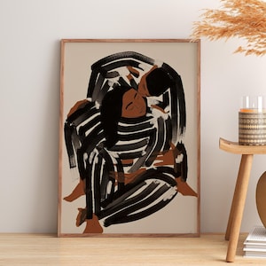 Abstract Couple Hug Illustration | Modern Lovers Wall Art | Contemporary Couple | Romantic Couple | Emotional Romantic Poster| Fast Shipping
