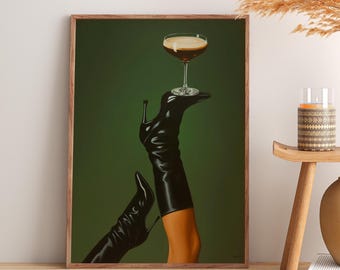 Espresso Martini Poster | Modern Cocktail Wall Art | Stylish Martini Glass | Luxury Party Room Decor | Elegant Espresso Martini