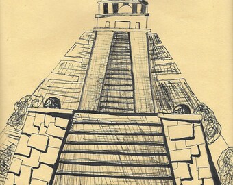 Ancient Ruins Drawing Etsy
