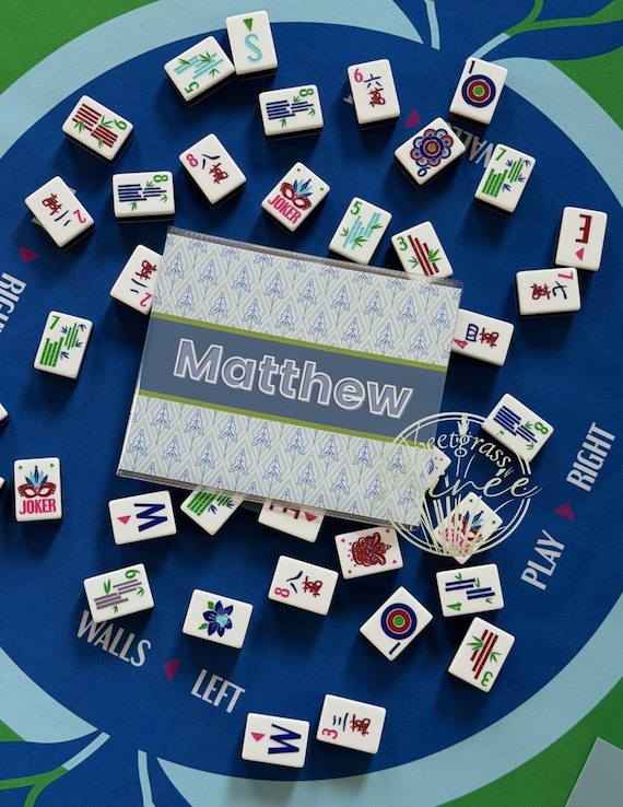 Personalized Mahjong Card Cover and Plastic Sleeve LARGE Card | Men’s NMJL Card Protector | Custom Monogram | Mahjong Gift for Him