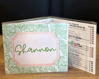 Personalized Mahjong Card Cover and Plastic Sleeve for LARGE card | National Mahjong League Card Protector | Custom Monogram | Mahjong Gift