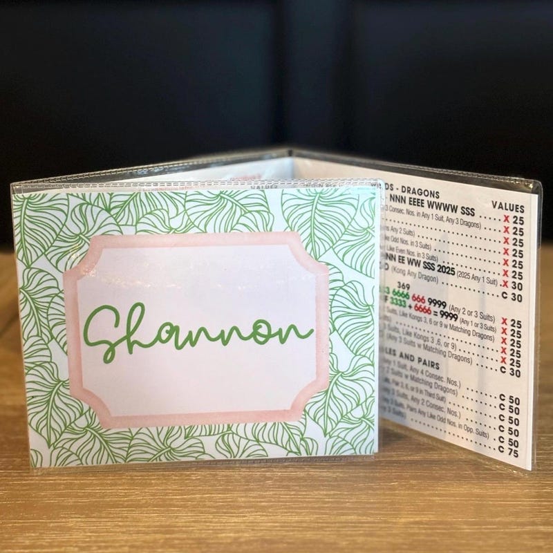 🎁 Personalized Mahjong Card Sleeve for LARGE card | National Mahjong League Card Protector | Custom Monogram | Mahjong Gift