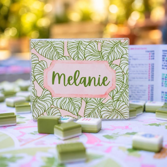 Personalized Mahjong Card Cover and Plastic Sleeve for LARGE card | National Mahjong League Card Protector | Custom Monogram | Mahjong Gift