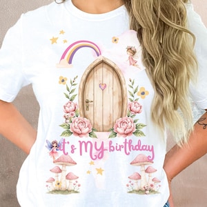 Birthday Fairy Pink T-shirt, Magical Celebration Tee, Unisex Birthday Shirt, Fantasy Birthday Gift, Fairy Fantasy Apparel