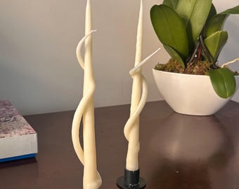 Wrapped Twist Taper Candle · Sculptural Beeswax Candle · Organic Minimalist Decor · Handmade Twisted Taper · Modern Candle Art