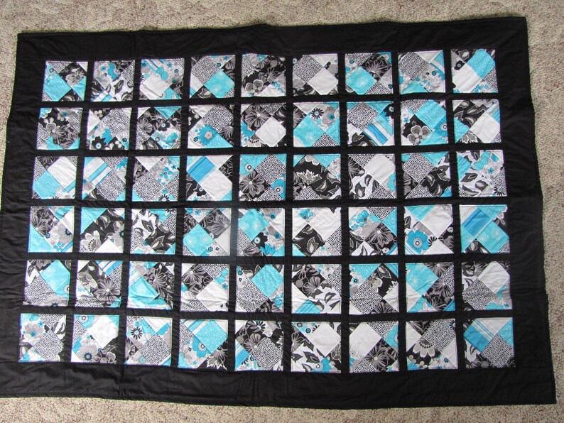 Turquoise/Black/White Quilt Etsy
