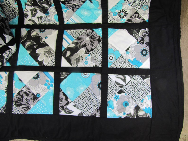 Turquoise/Black/White Quilt Etsy