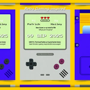 Gamer Wedding Invitation, Retro Gaming Wedding, Nerdy Pixel Art Invite, QR Code RSVP, Editable Printable Canva Template
