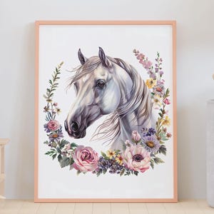 Horse Wall Decor, Horse Art Poster, Horse Vintage Painting, Horse Kids Portrait, Horse Floral Print, Horse Abstract Art, Horse Boho Poster