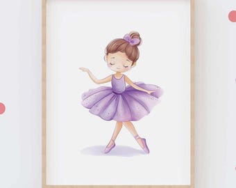 Ballet Room Decor, Ballet Nursery Painting, Ballerina Gallery Portrait, Ballet Vintage Print, Ballerina Girl Poster, Ballerina Printable Art