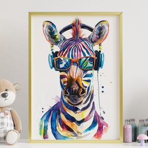 Zebra Minimalistic Print, Zebra Home Decor, Zebra Boho Poster, Zebra Vintage Painting, Zebra Room Portrait, Zebra Wall Art, Zebra Portrait