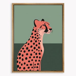 Pink Cheetah Art, Cheetah Gallery Portrait, Cheetah Printable Painting, Cheetah Abstract Poster, Leopard Home Decor, Leopard Digital Print