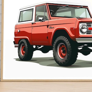 Retrato de SUV rojo, decoración del hogar de SUV, pintura minimalista de SUV, arte imprimible de SUV, póster abstracto de automóvil, impresión de automóvil para guardería, póster imprimible de automóvil