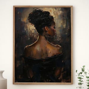 Black Women Art, Black Female Print, African Lady Portrait, Afrocentric Feminine Painting, Afro American Girl Portrait, Black Girl Wall Art