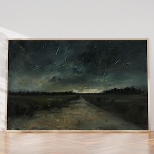 Sternenklare Nacht Kunst, Sternenhimmel Wanddekoration, Sternschnuppe Gemälde, Sterne Moody Poster, Celestial Boho Portrait, Nachthimmel Kunst, Stern rustikale Kunst
