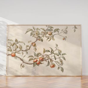 Arte di alberi di mele, ritratto di alberi di mele, decorazione da cucina con orchidee, stampa boho botanica, dipinto di una fattoria di mele, poster vintage con orchidee, arte degli alberi