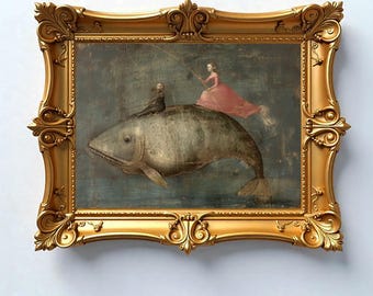 Renaissance vis schilderij, poster Jheronimus Bosch, portret lelijke vis, surrealistische vis decor, renaissance kunst aan de muur, Saint Anthony Fish Print