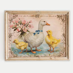 Vintage Duck Painting, Printable Duck Poster, Duck Abstract Decor, Duck Rustic Portrait, Geese Digital Art, Duck Farmhouse Print, Duck Print