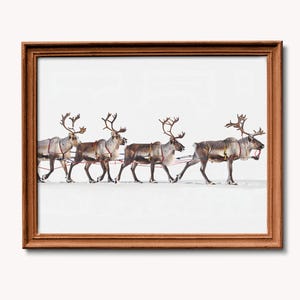 Reindeer Printable Art, Caribou Nordic Painting, Caribou Vibrant Portrait, Reindeer Nordic Poster, Reindeer Nursery Decor, Caribou Art Print