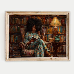 African Women Wall Decor, Black Lady Digital Print, Afro American Feminine Painting, African American Girl Poster, Black Beauty Vintage Art