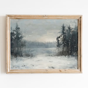 Ritratto di pino, Arte astratta di pino, Decorazione digitale di pino, Dipinto di pino innevato, Arte forestale vintage, Decorazione camera da letto con foresta, Poster invernale