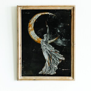 Arte digital de la Reina Celestial, póster imprimible de la Emperatriz Lunar, pintura abstracta de mujeres lunares, impresión digital femenina lunar, decoración de galería lunar