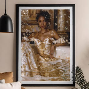 Afrikanische Dame Badezimmer Kunst, Schwarze Frauen Badewanne Gemälde, Schwarzes Mädchen Digital Poster, Schwarze Rustikale Dekor, Afro Amerikanischen Femininen Druck