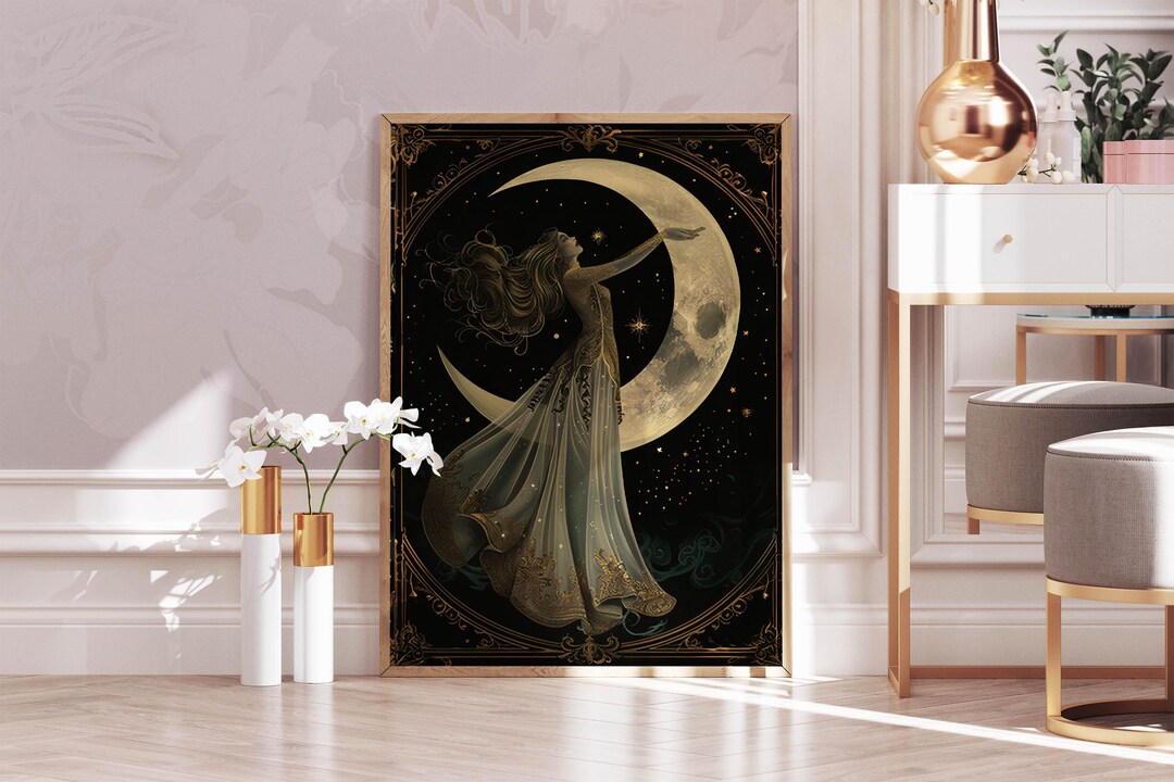 Rustic Moon Moon Feminine Rustic Art, Moon Lady Home Decor, Celestial Female ...
