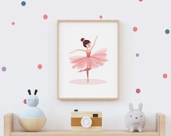 Ballerina Vibrant Poster, Ballet Office Portrait, Ballerina Wall Decor, Ballet Gallery Painting, Ballet Digital Print, Ballet Printable Art