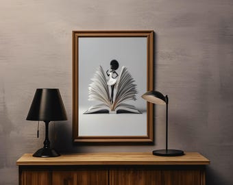 Afrocentric Girl Room Decor, Black Lady Gallery Poster, Black Female Vintage Art, African Feminine Home Painting, Black Women Digital Print