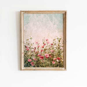Arte abstrata de flores silvestres, pôster para impressão de flores silvestres, decoração boho de flores silvestres, pintura de viveiro de flores silvestres, decoração floral para casa, estampa de flores
