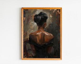 Afro American Women Art, Black Lady Digital Print, Black Female Painting, African Girl Poster, African Feminine Portrait, Black Girl Decor