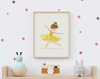 Ballerina Nursery Decor, Ballerina Office Portrait, Ballet Rustic Art, Ballet Vintage Poster, Ballet Retro Print, Ballet Digital Painting