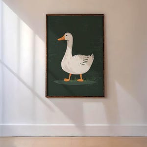Duck Vibrant Print, Duckling School Portrait, Duckling Minimalistic Poster, Geese Nursery Decor, Geese Printable Art, Duckling Boho Painting