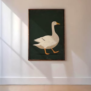 Duck Wall Print, Duckling Rustic Decor, Duckling Printable Poster, Geese Room Art, Geese Boho Portrait, Duck Vintage Art, Duck Nursery Art