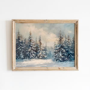 Snowy Pine Art, Kiefernbaum Malerei, Kiefernholz Wohnkultur, Kiefernwald Poster, Kiefernholz Portrait, Wald Vintage Druck, Kiefern Galeriebild
