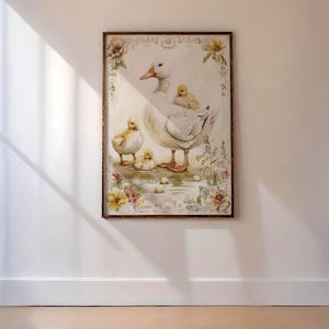 Geese Vibrant Print, Duckling Boho Art, Duckling Wall Decor, Geese Abstract Portrait, Duck Home Poster, Duck Vintage Art, Duck Room Painting