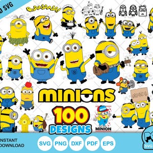 Minions Clipart Bundle, Minions SVG-Schnittdateien für Cricut / Silhouette, PNG DXF, sofortiger Download