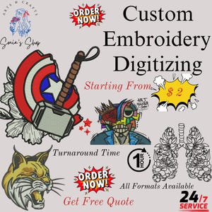 Custom Embroidery Digitizing, Logo Digitizing, Embroidery Digitizing Service, Image Digitizing Embroidery, Custom Digitize, Best Digitizing