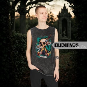 Death Card Skull Herren Tank Top, dunkler ästhetischer Punkrock, kantiges Tattoo Art Muskel-T-Shirt