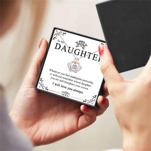 Colar com cartão de mensagem personalizado, presente, joia personalizada com seu próprio design, pingente de coroa de coração, presente para ela, cartão de mensagem em caixa de presente