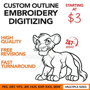 Custom Outline Embroidery Digitizing, Outline Embroidery Design, Outline Embroidery, Outline Digitizing, Outline Embroidery File, PES DST