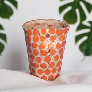 Handmade Ceramic Tumbler: Orange Polka Dot Pottery Sippy Cup, Smoothie - Cocktail Glass