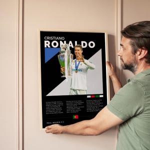 Cristiano Ronaldo Real Madrid FC Poster Digital Download, Soccer Wall Art Print, Football Printable Decor, Gift for Fans & Sports Lovers PNG