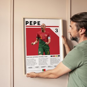 Pepe Portugal Poster Digitaler Download, Fußball Wand Kunst Druck, Fußball druckbares Dekor, Geschenk für Fans & Sportliebhaber