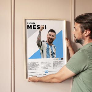 Lionel Messi Soccer Poster Digital Download, Argentina Football Wall Art Print, Sports Art Printable, Gift for Soccer Fans & Kids Room Decor