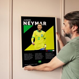Neymar Junior Brasile squadra Poster Digital Download, Stampa artistica da parete di calcio, Decorazione stampabile di calcio, Regalo per tifosi e amanti dello sport calcio