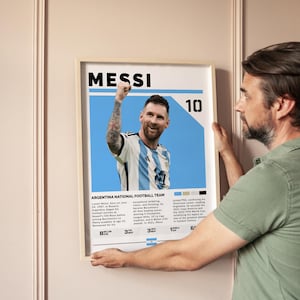 Lionel Messi Soccer Poster Digital Download, Argentina Football Wall Art Print, Sports Art Printable, Gift for Soccer Fans & Kids Room Decor